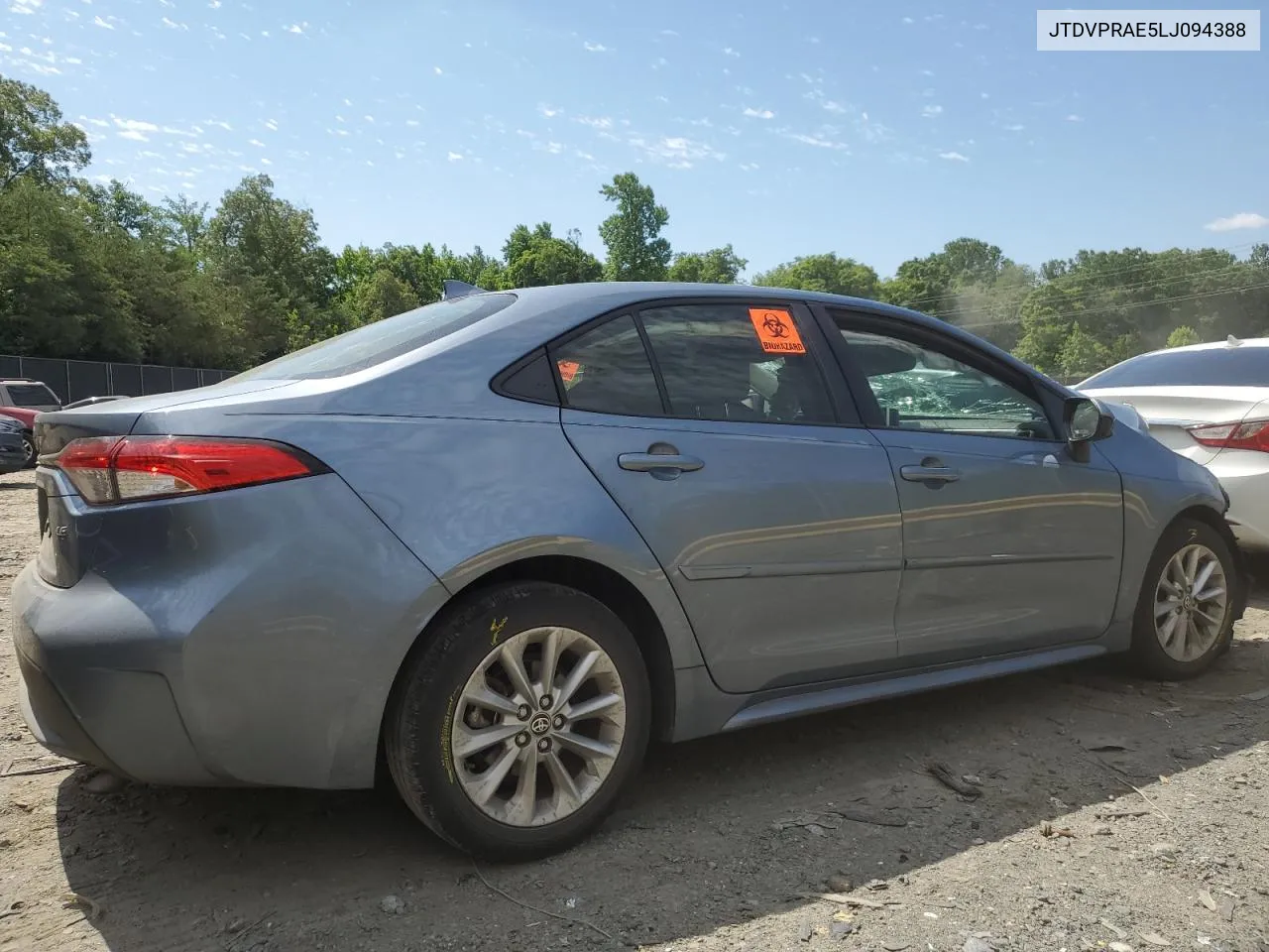 2020 Toyota Corolla Le VIN: JTDVPRAE5LJ094388 Lot: 58554004