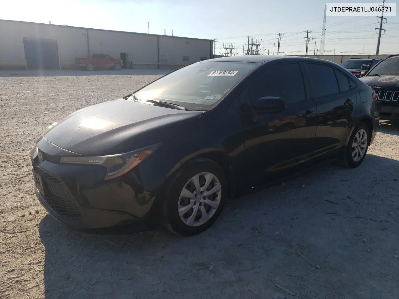 2020 Toyota Corolla Le VIN: JTDEPRAE1LJ046371 Lot: 59168894