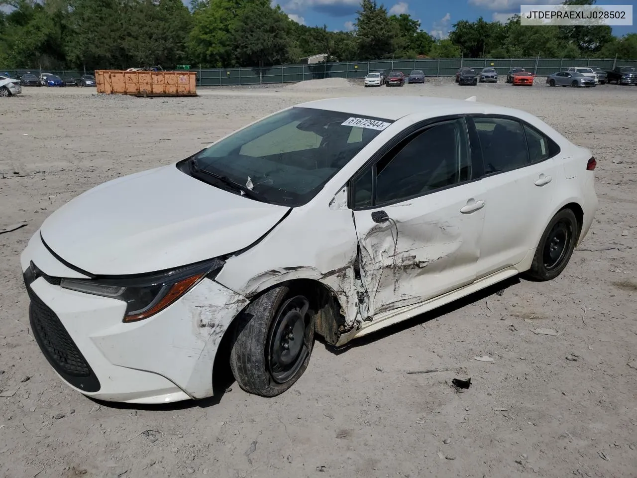 2020 Toyota Corolla Le VIN: JTDEPRAEXLJ028502 Lot: 61672944