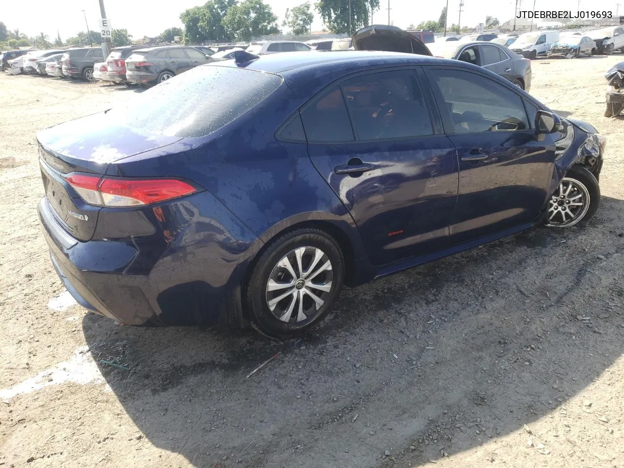 2020 Toyota Corolla Le VIN: JTDEBRBE2LJ019693 Lot: 63871144