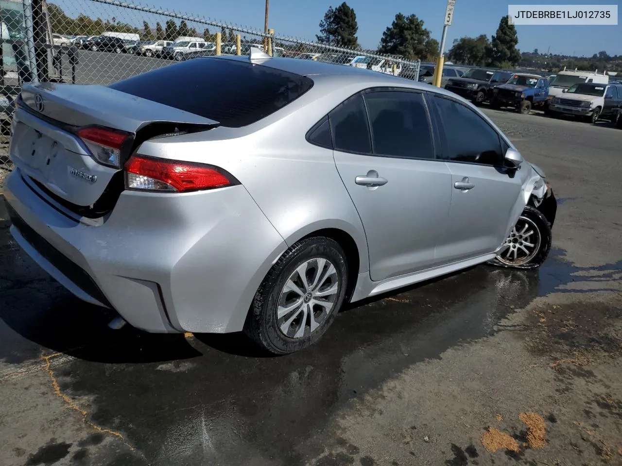 2020 Toyota Corolla Le VIN: JTDEBRBE1LJ012735 Lot: 69747844