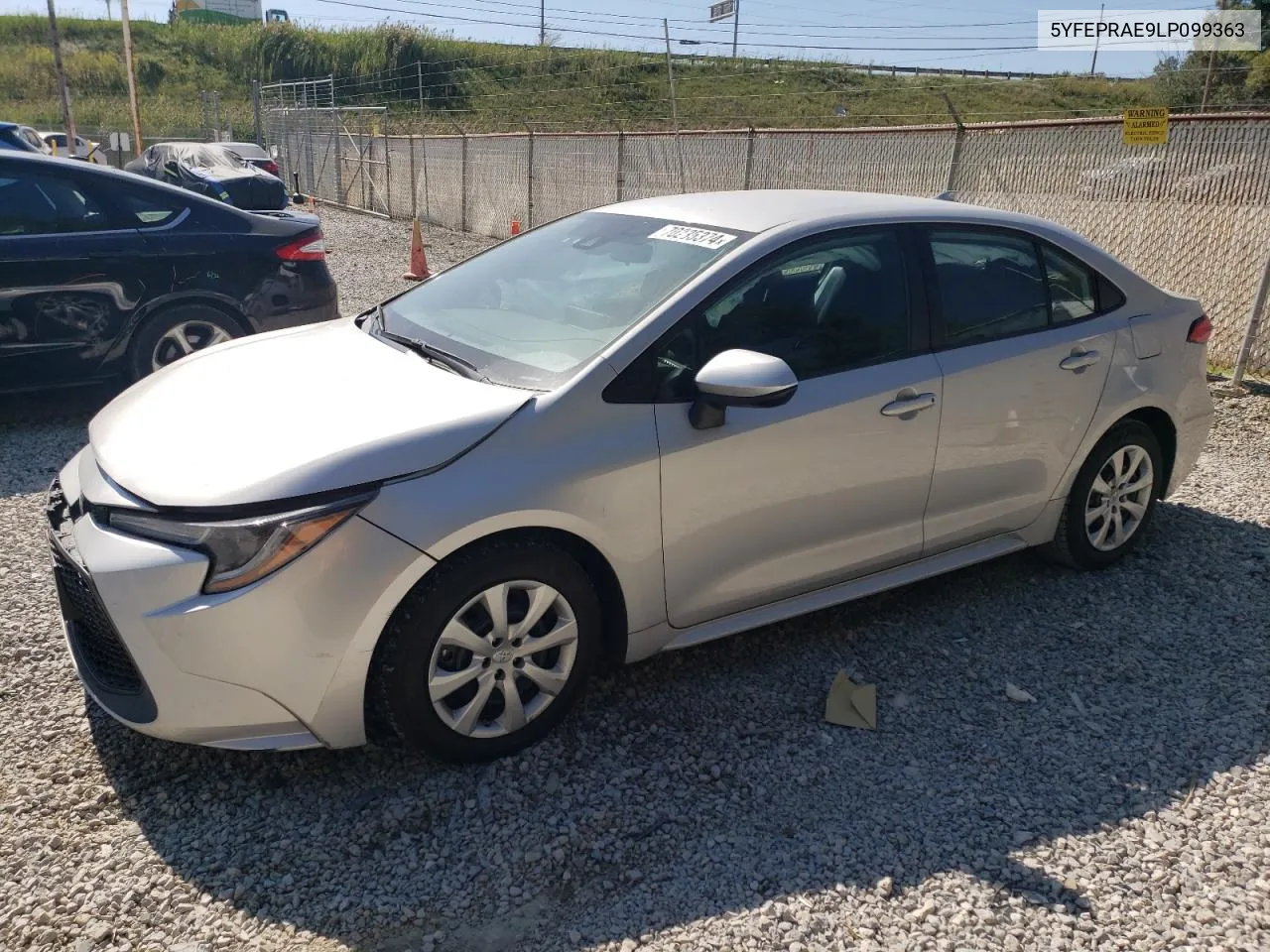 2020 Toyota Corolla Le VIN: 5YFEPRAE9LP099363 Lot: 70235374