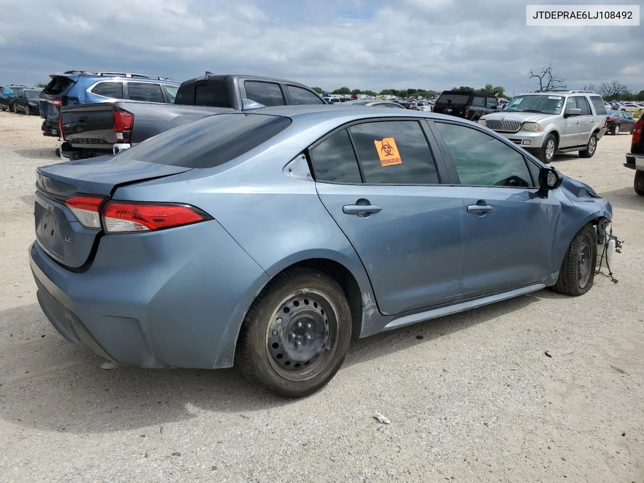 2020 Toyota Corolla Le VIN: JTDEPRAE6LJ108492 Lot: 70315474