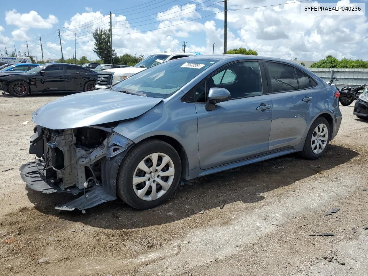 2020 Toyota Corolla Le VIN: 5YFEPRAE4LP040236 Lot: 70640984