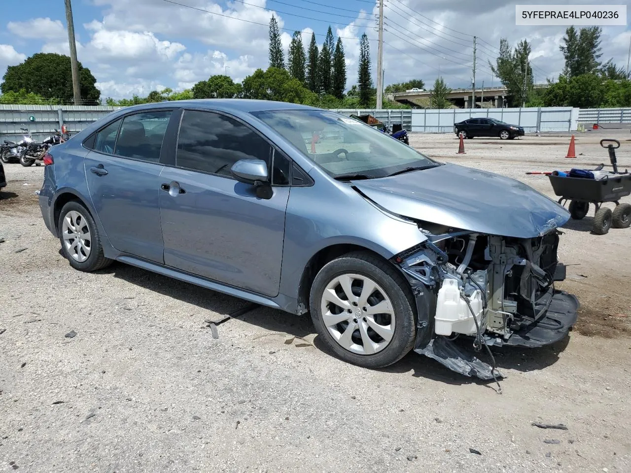 2020 Toyota Corolla Le VIN: 5YFEPRAE4LP040236 Lot: 70640984