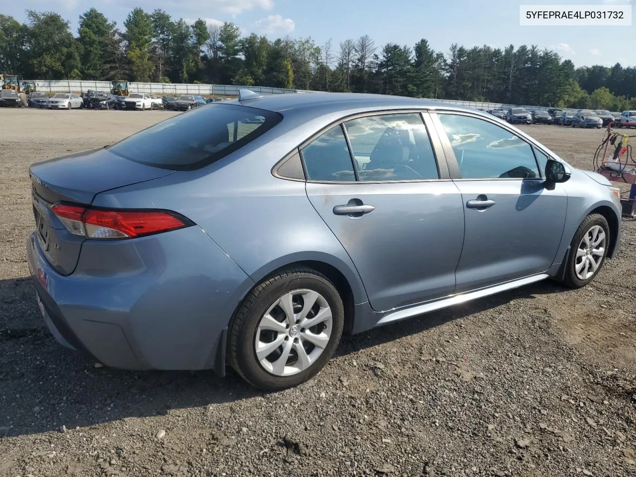 2020 Toyota Corolla Le VIN: 5YFEPRAE4LP031732 Lot: 71237444