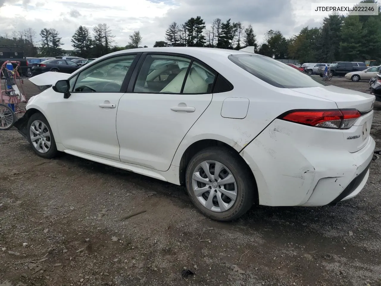 2020 Toyota Corolla Le VIN: JTDEPRAEXLJ022246 Lot: 71989424