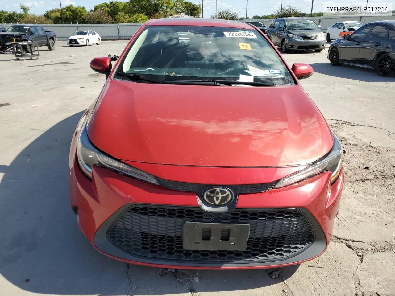 2020 Toyota Corolla Le VIN: 5YFHPRAE4LP017214 Lot: 72533144