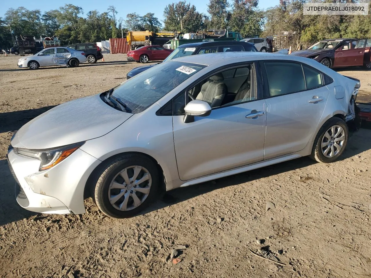 2020 Toyota Corolla Le VIN: JTDEPRAE0LJ018092 Lot: 75097334