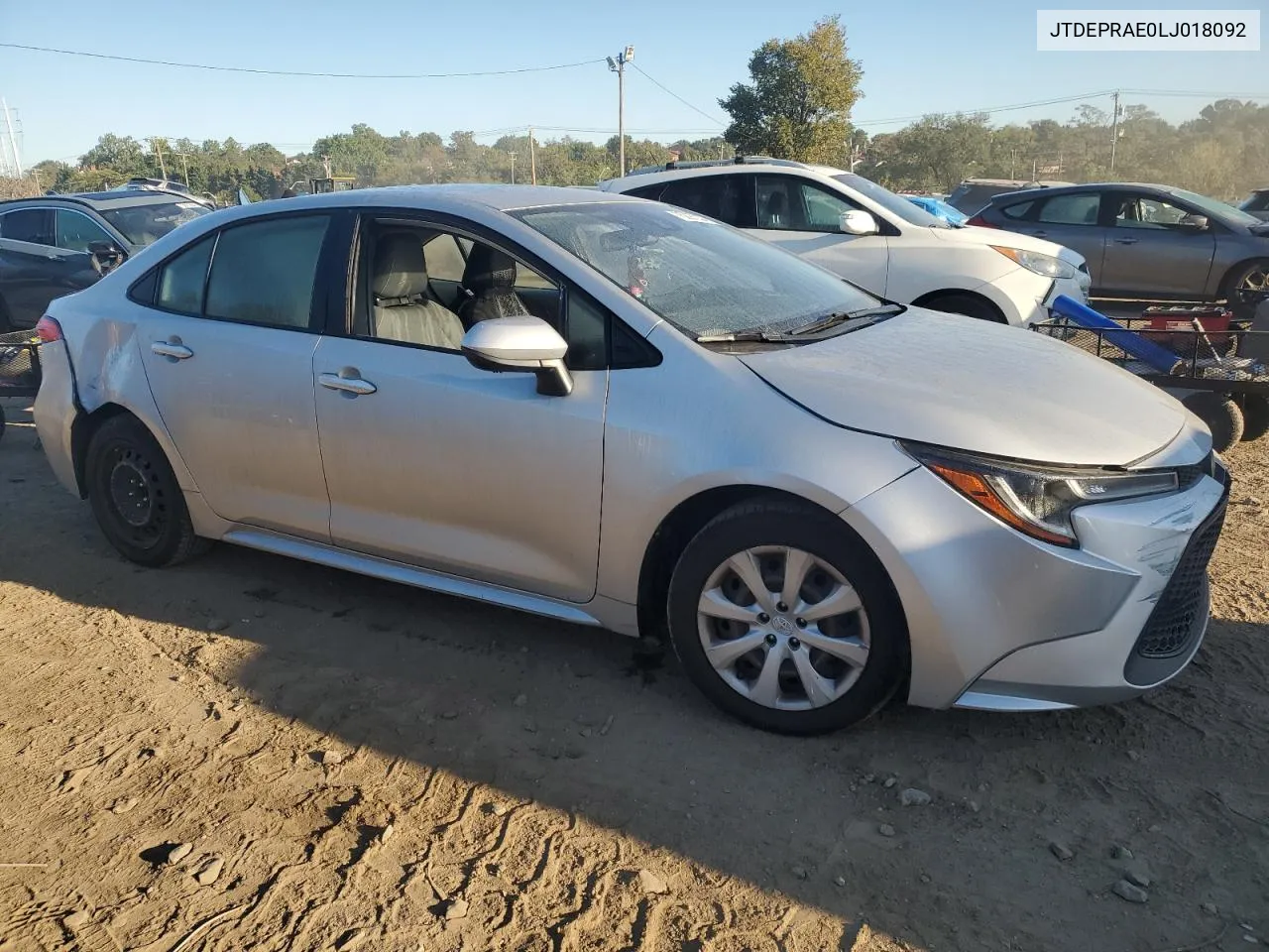 2020 Toyota Corolla Le VIN: JTDEPRAE0LJ018092 Lot: 75097334