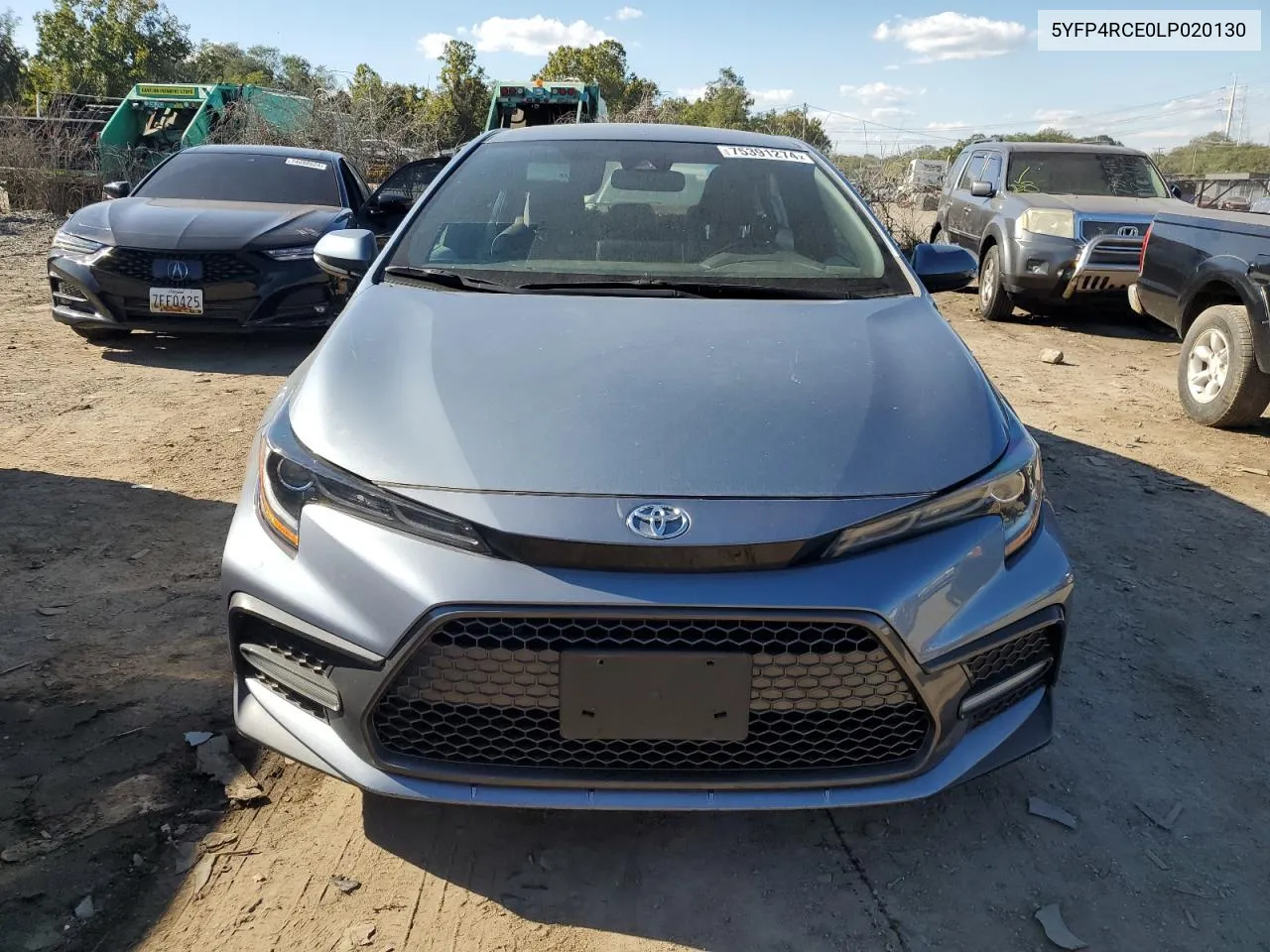 2020 Toyota Corolla Se VIN: 5YFP4RCE0LP020130 Lot: 75391274