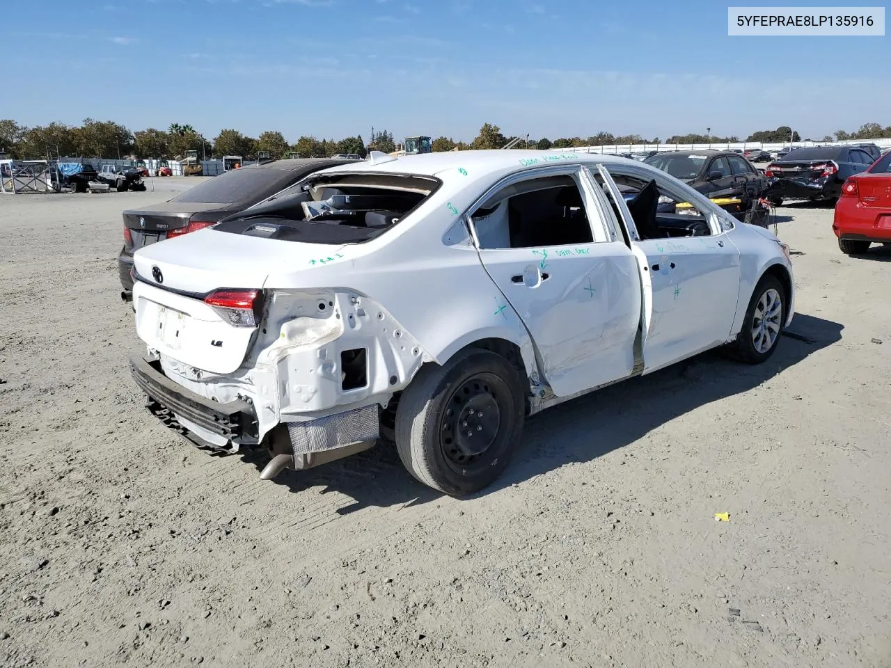 2020 Toyota Corolla Le VIN: 5YFEPRAE8LP135916 Lot: 77383104