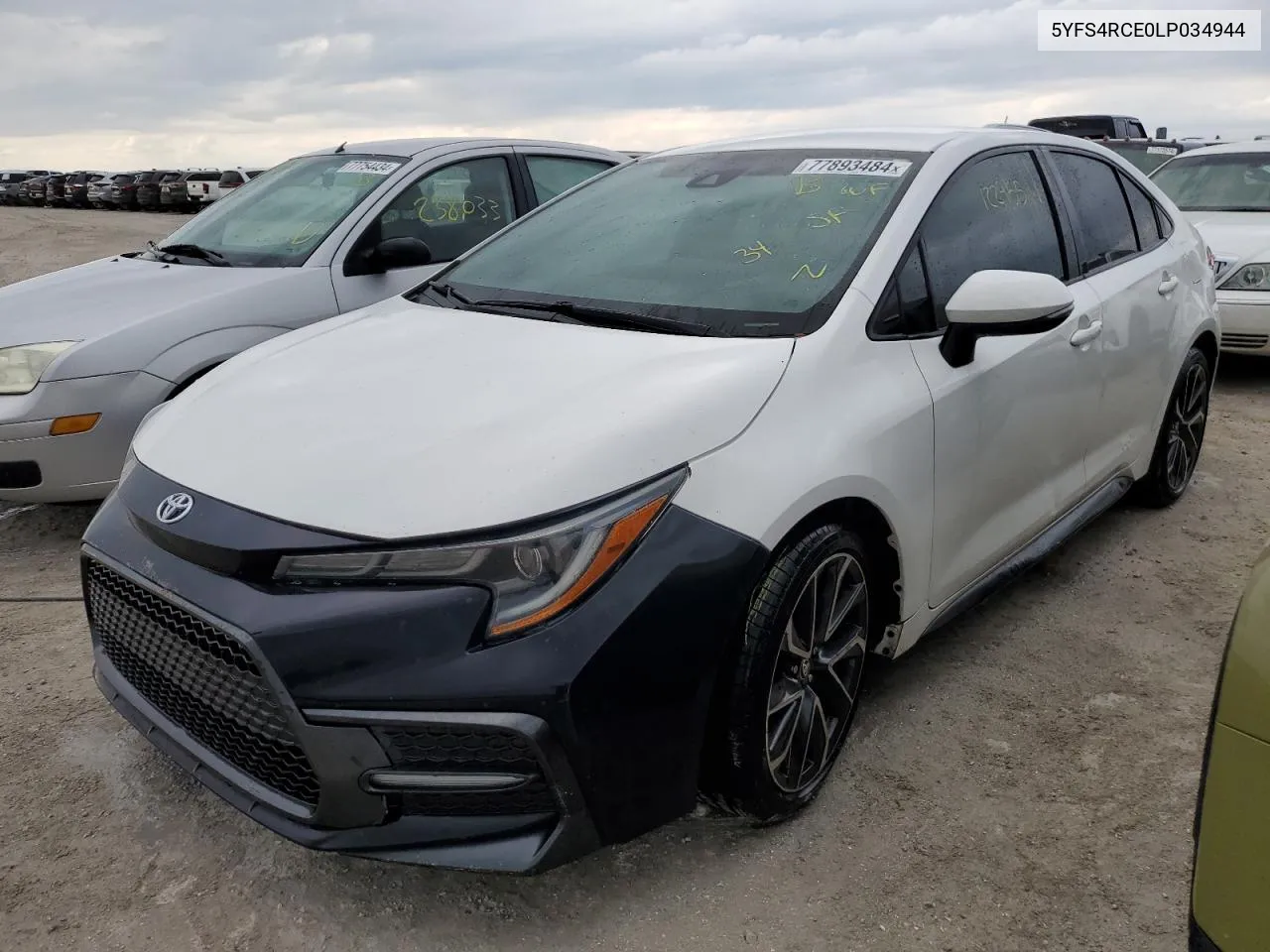 2020 Toyota Corolla Se VIN: 5YFS4RCE0LP034944 Lot: 77893484