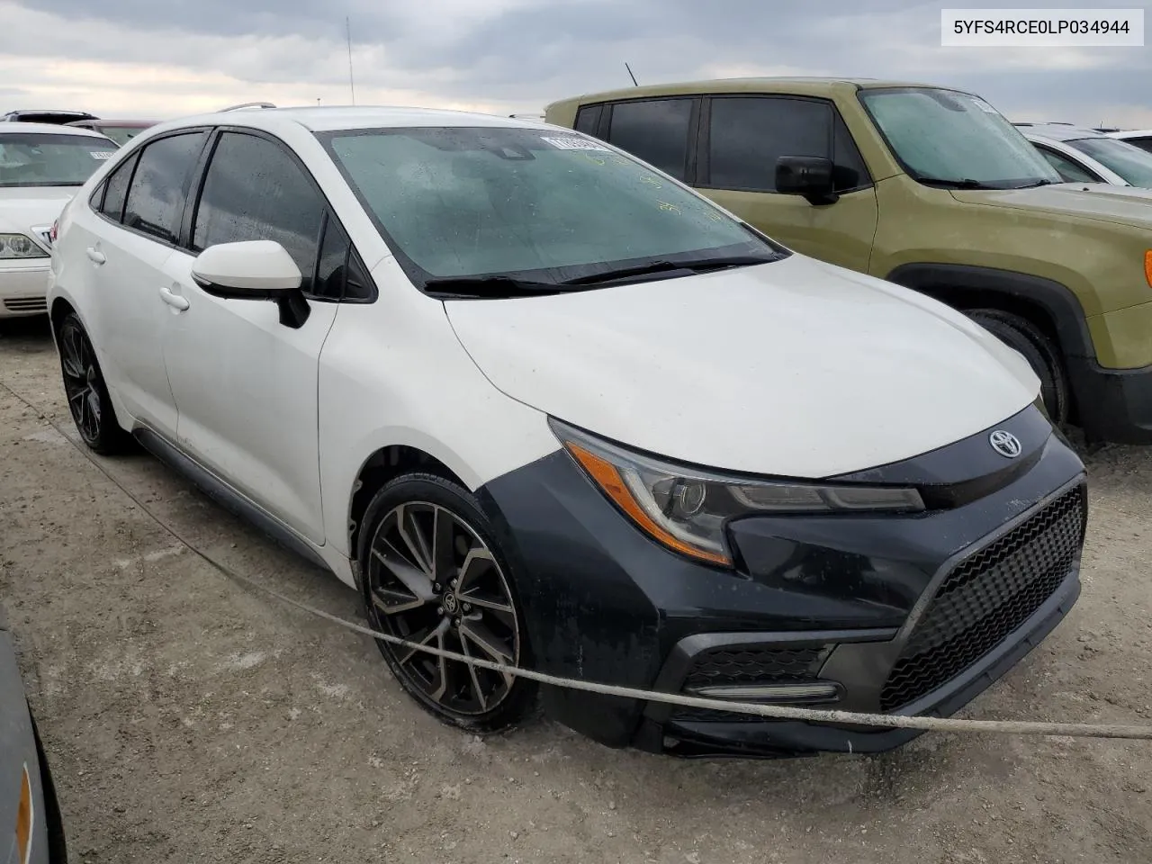 2020 Toyota Corolla Se VIN: 5YFS4RCE0LP034944 Lot: 77893484