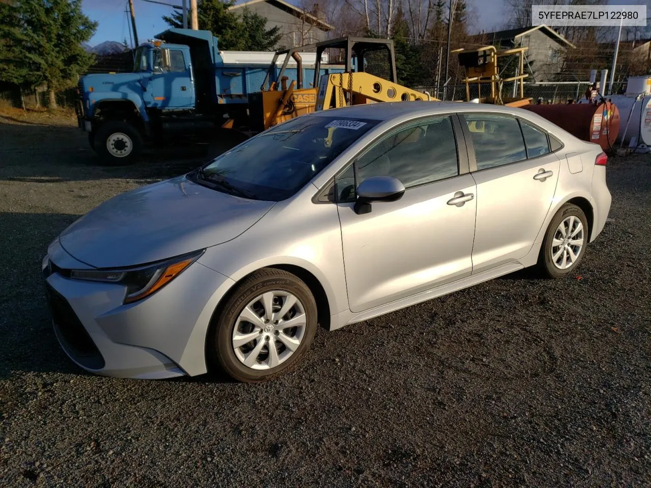 2020 Toyota Corolla Le VIN: 5YFEPRAE7LP122980 Lot: 77906334