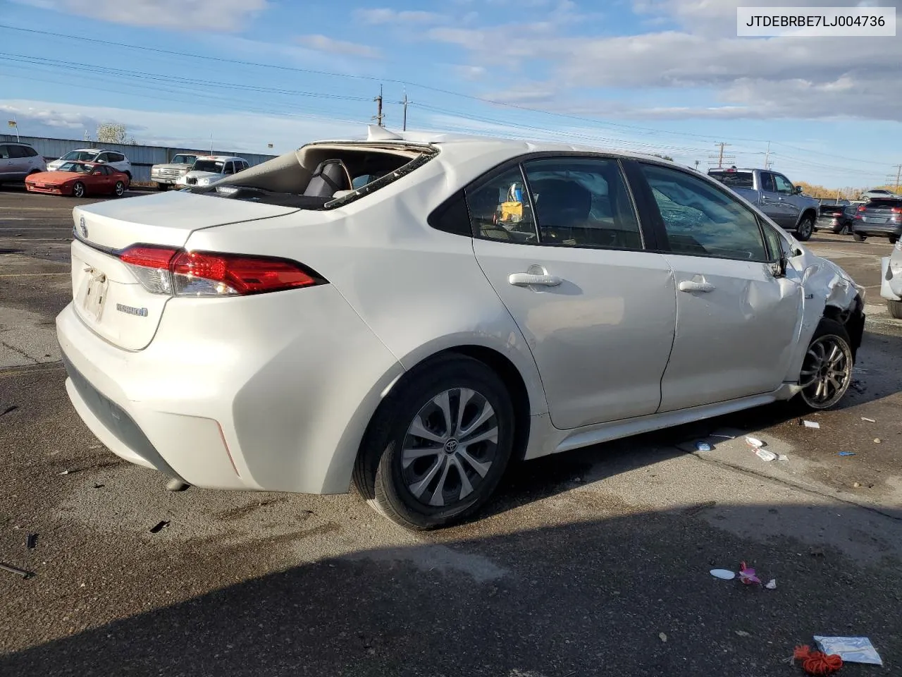 2020 Toyota Corolla Le VIN: JTDEBRBE7LJ004736 Lot: 77952934