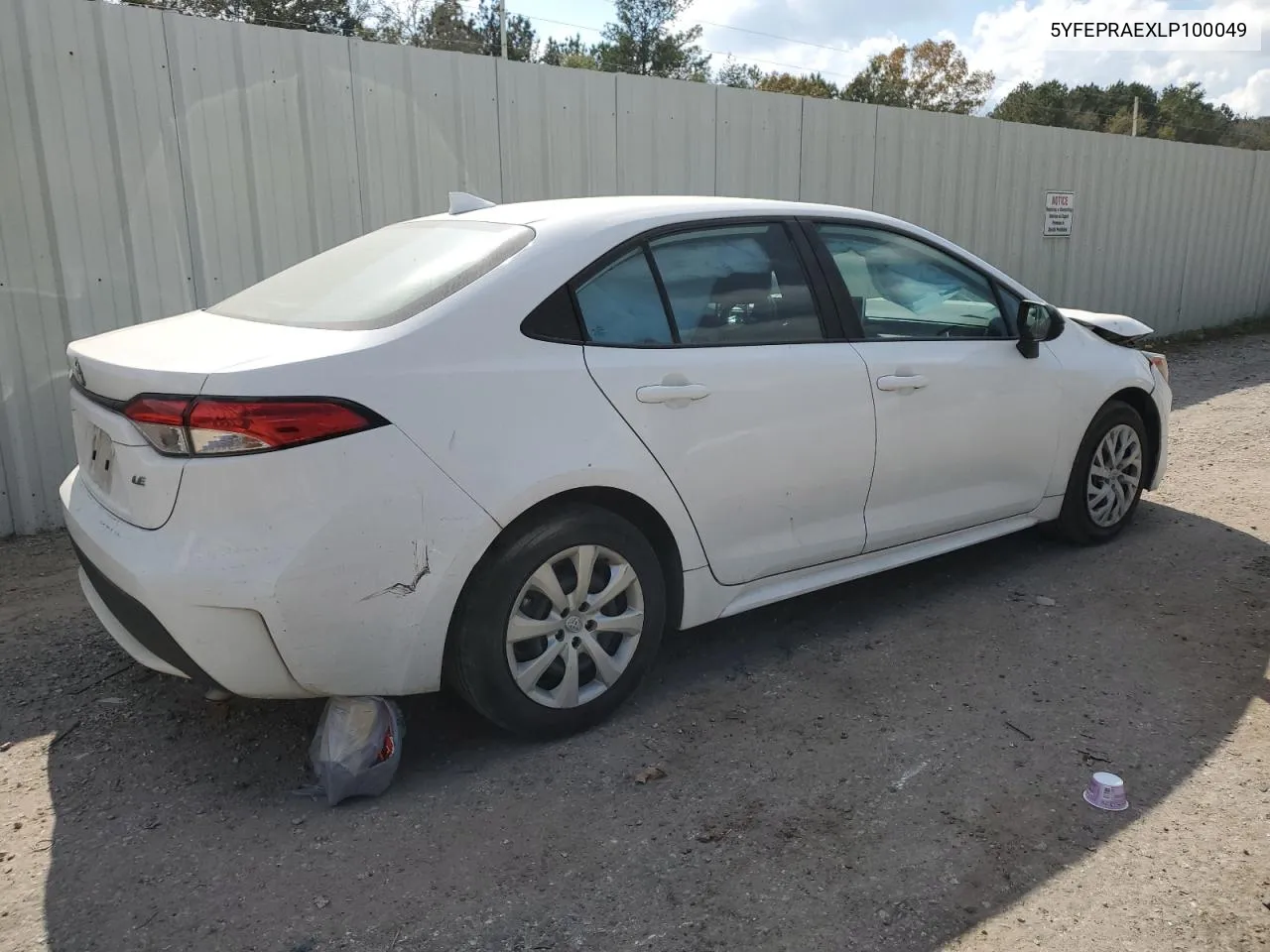 2020 Toyota Corolla Le VIN: 5YFEPRAEXLP100049 Lot: 78184654