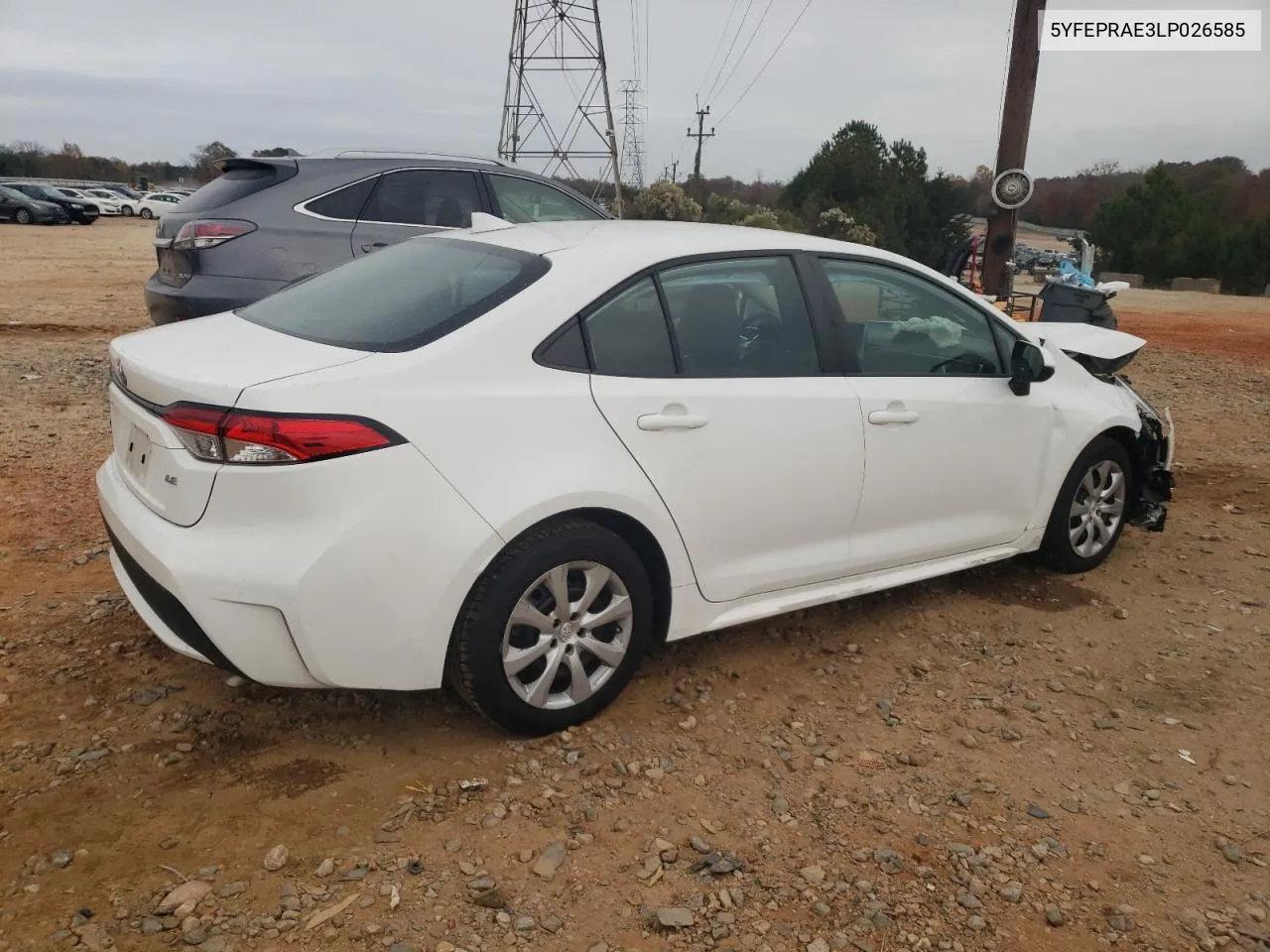 2020 Toyota Corolla Le VIN: 5YFEPRAE3LP026585 Lot: 79216624