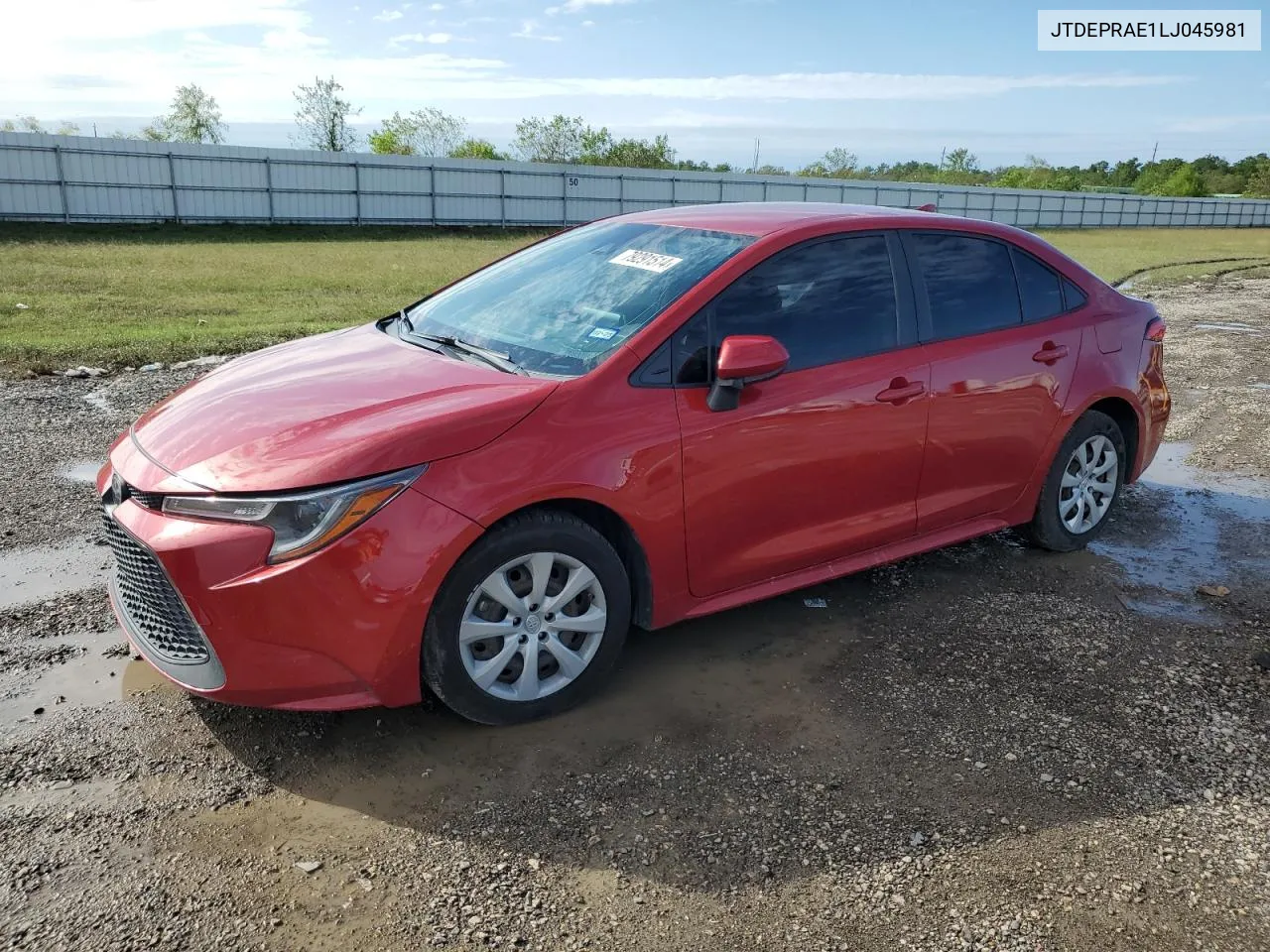 2020 Toyota Corolla Le VIN: JTDEPRAE1LJ045981 Lot: 79291514