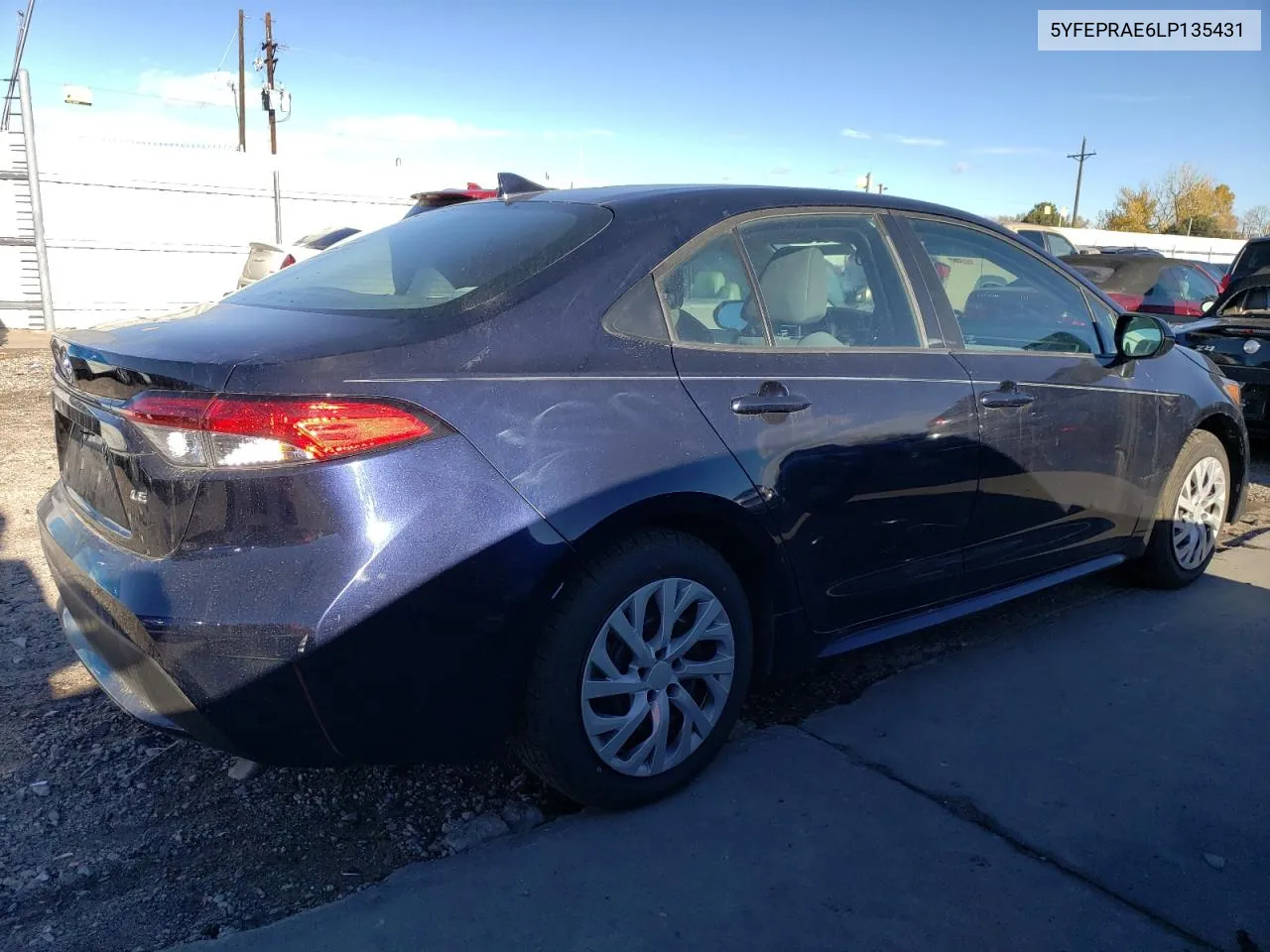 2020 Toyota Corolla Le VIN: 5YFEPRAE6LP135431 Lot: 79300354