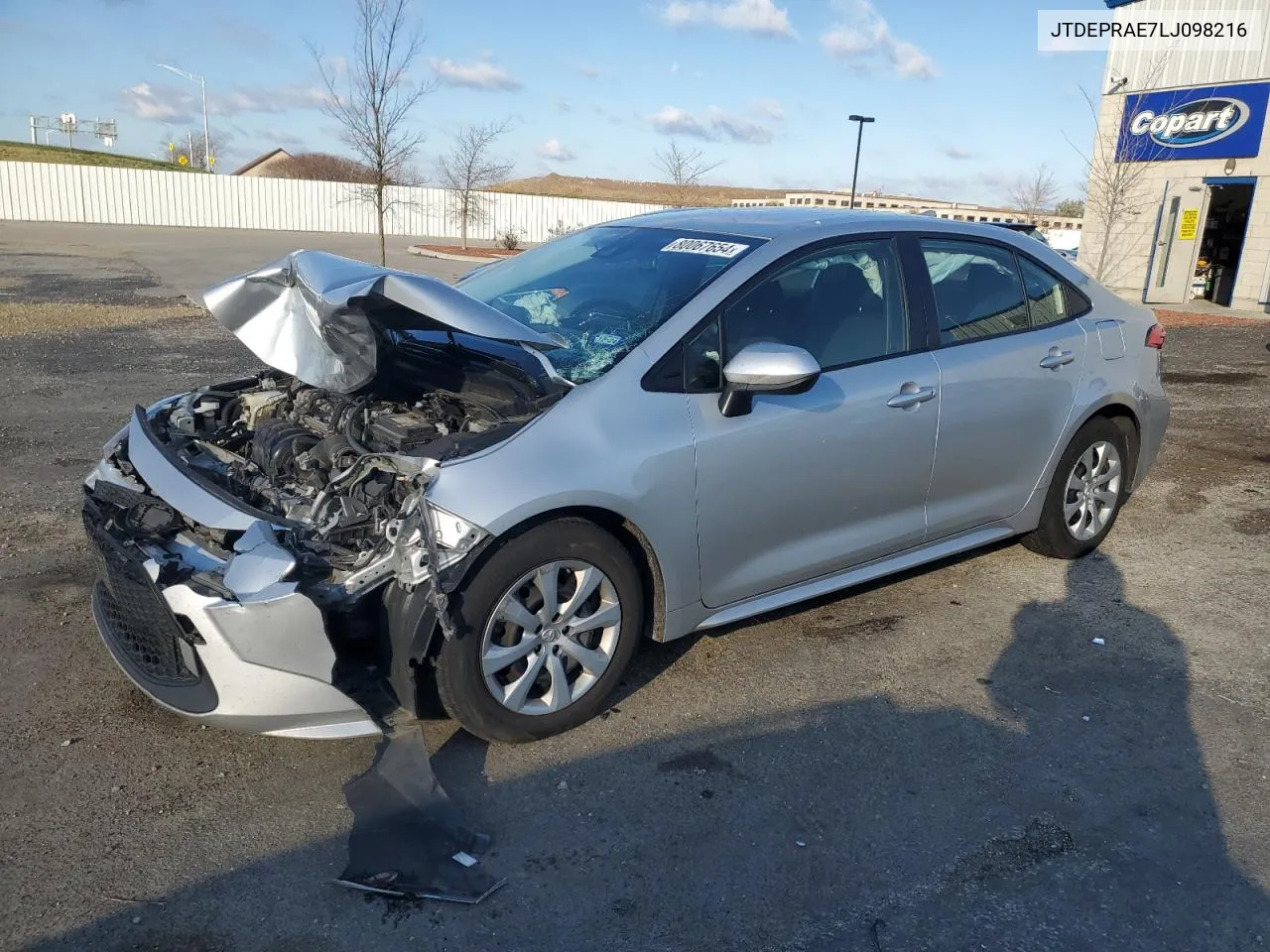 2020 Toyota Corolla Le VIN: JTDEPRAE7LJ098216 Lot: 80067654