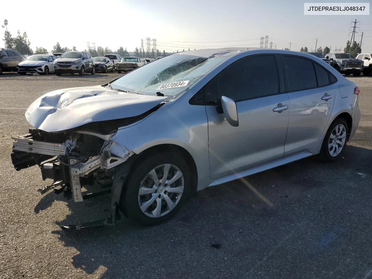 2020 Toyota Corolla Le VIN: JTDEPRAE3LJ048347 Lot: 80370934