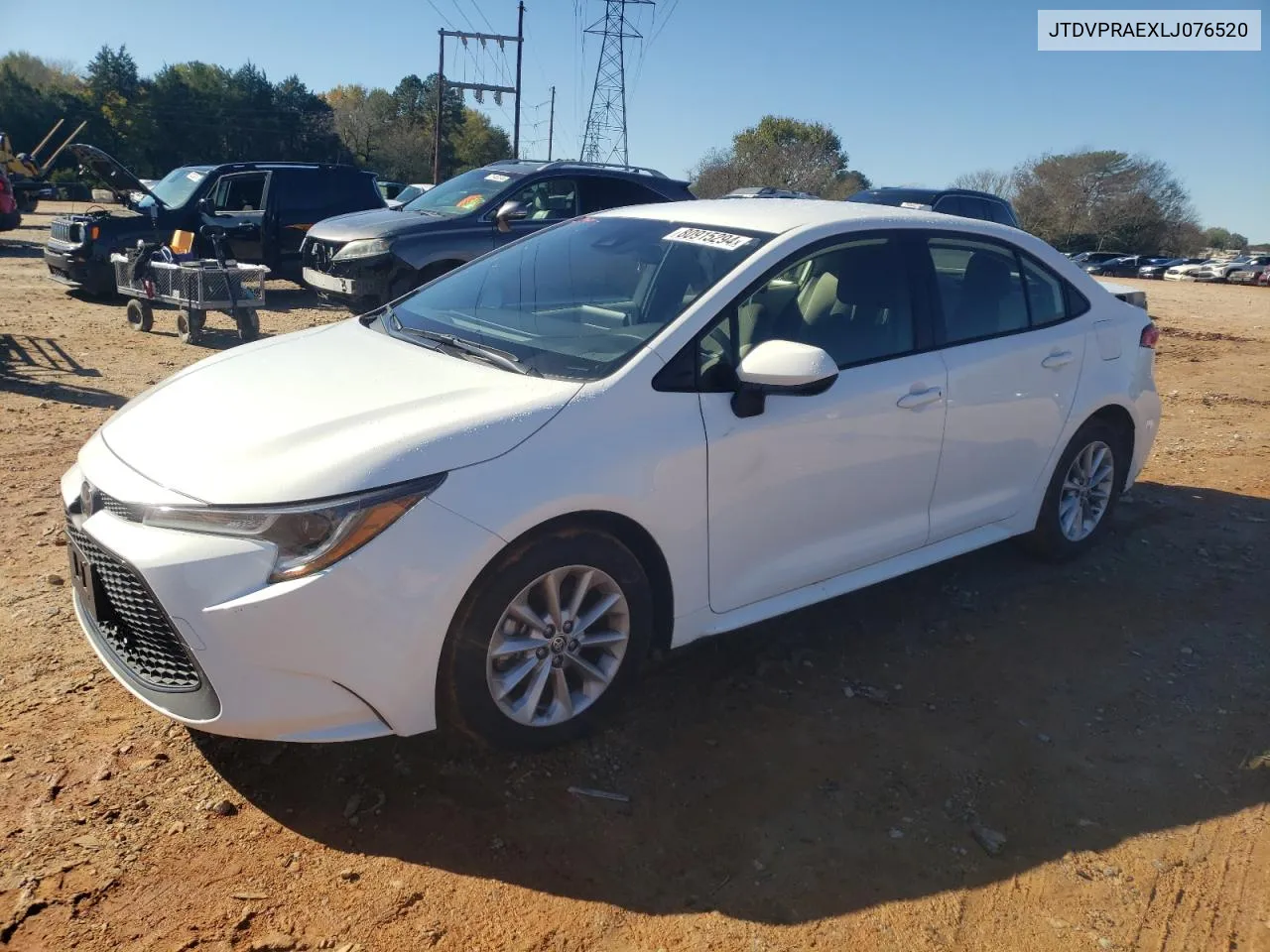 2020 Toyota Corolla Le VIN: JTDVPRAEXLJ076520 Lot: 80915294