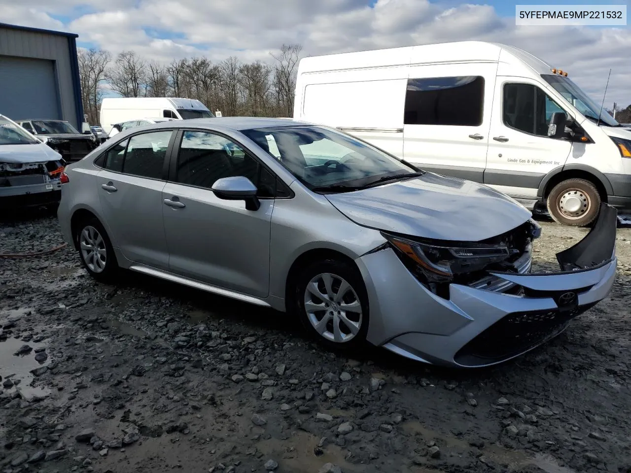 2021 Toyota Corolla Le VIN: 5YFEPMAE9MP221532 Lot: 40391714