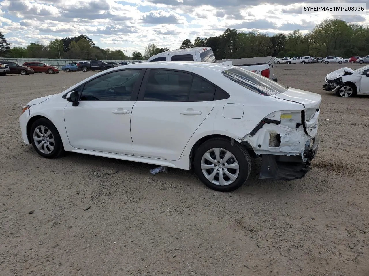 2021 Toyota Corolla Le VIN: 5YFEPMAE1MP208936 Lot: 49633944