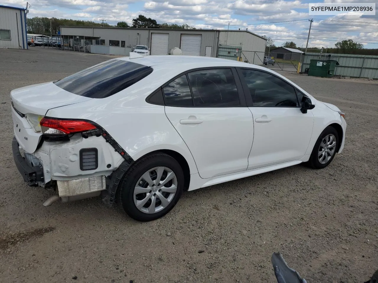 2021 Toyota Corolla Le VIN: 5YFEPMAE1MP208936 Lot: 49633944