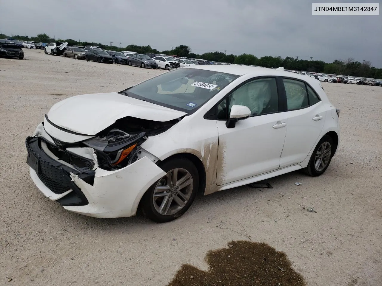 2021 Toyota Corolla Se VIN: JTND4MBE1M3142847 Lot: 51584914