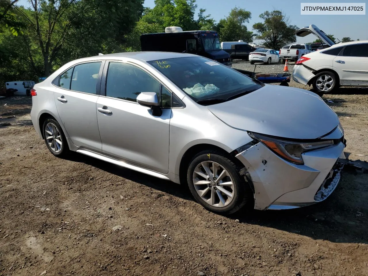 2021 Toyota Corolla Le VIN: JTDVPMAEXMJ147025 Lot: 57623594