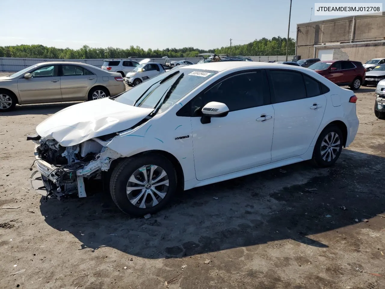 2021 Toyota Corolla Le VIN: JTDEAMDE3MJ012708 Lot: 58840944