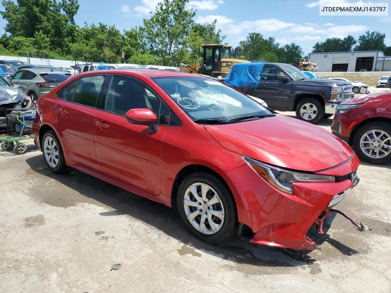 2021 Toyota Corolla Le VIN: JTDEPMAEXMJ143797 Lot: 59952354