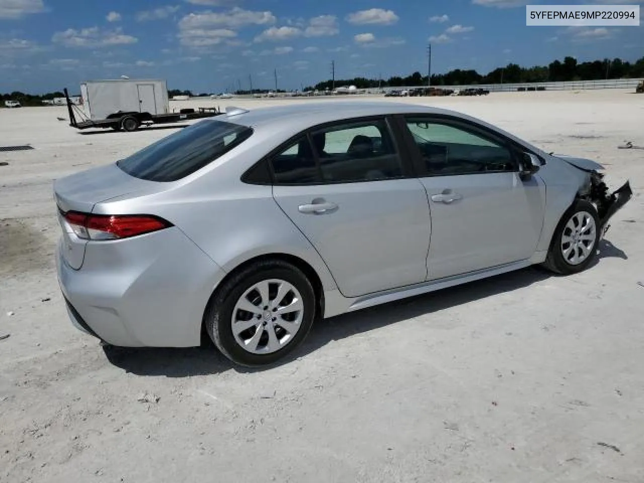 2021 Toyota Corolla Le VIN: 5YFEPMAE9MP220994 Lot: 63893634