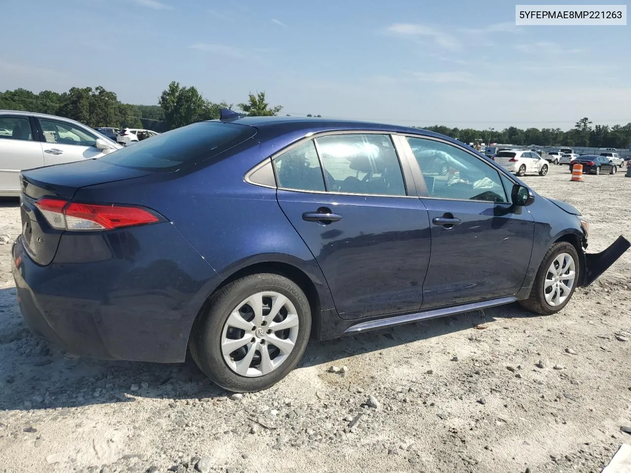 2021 Toyota Corolla Le VIN: 5YFEPMAE8MP221263 Lot: 65322864