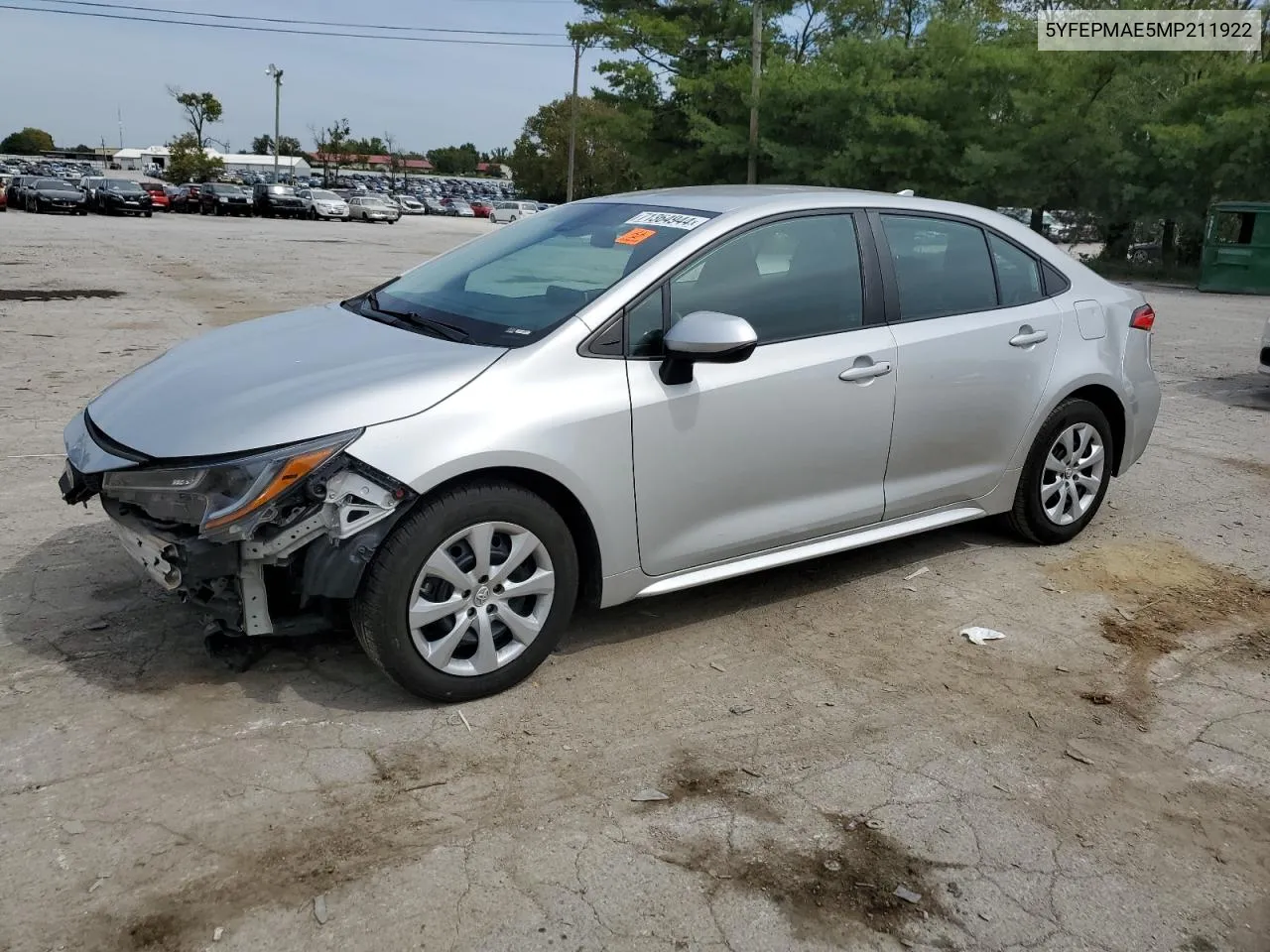 2021 Toyota Corolla Le VIN: 5YFEPMAE5MP211922 Lot: 71364944