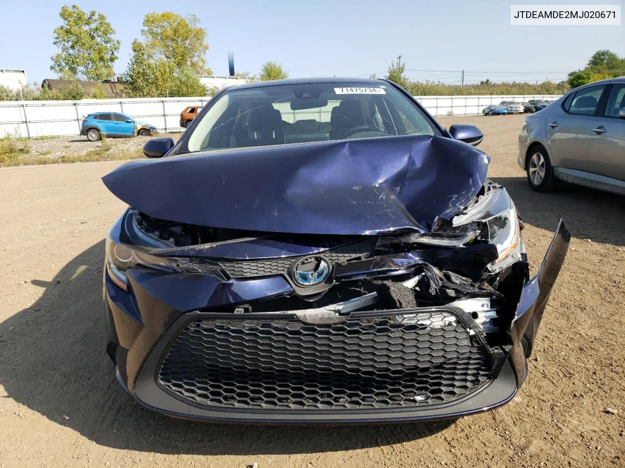 2021 Toyota Corolla Le VIN: JTDEAMDE2MJ020671 Lot: 71475734