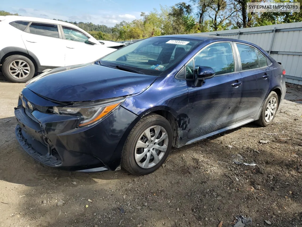 2021 Toyota Corolla Le VIN: 5YFEPMAE1MP210783 Lot: 71790684