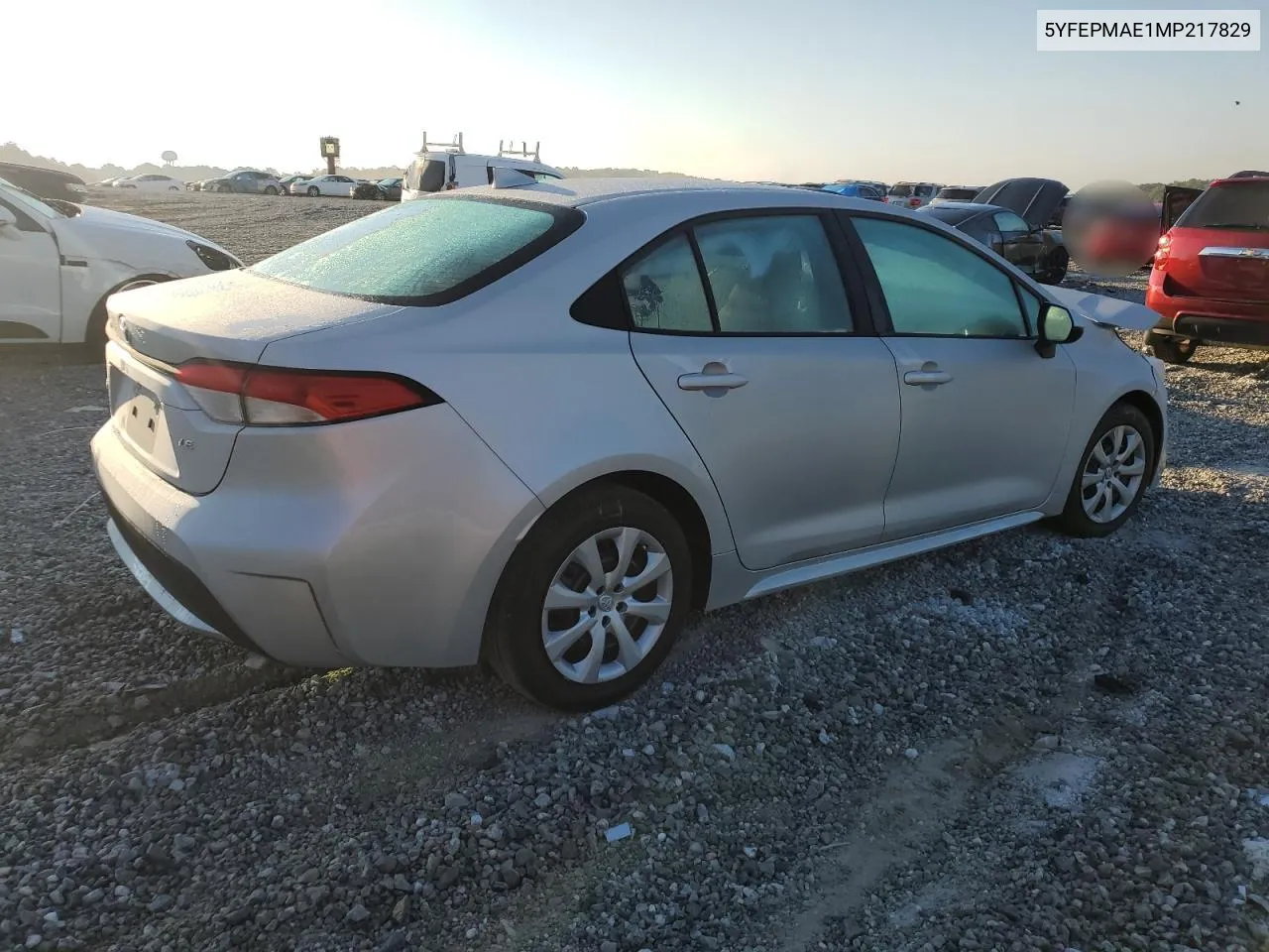 2021 Toyota Corolla Le VIN: 5YFEPMAE1MP217829 Lot: 72046124