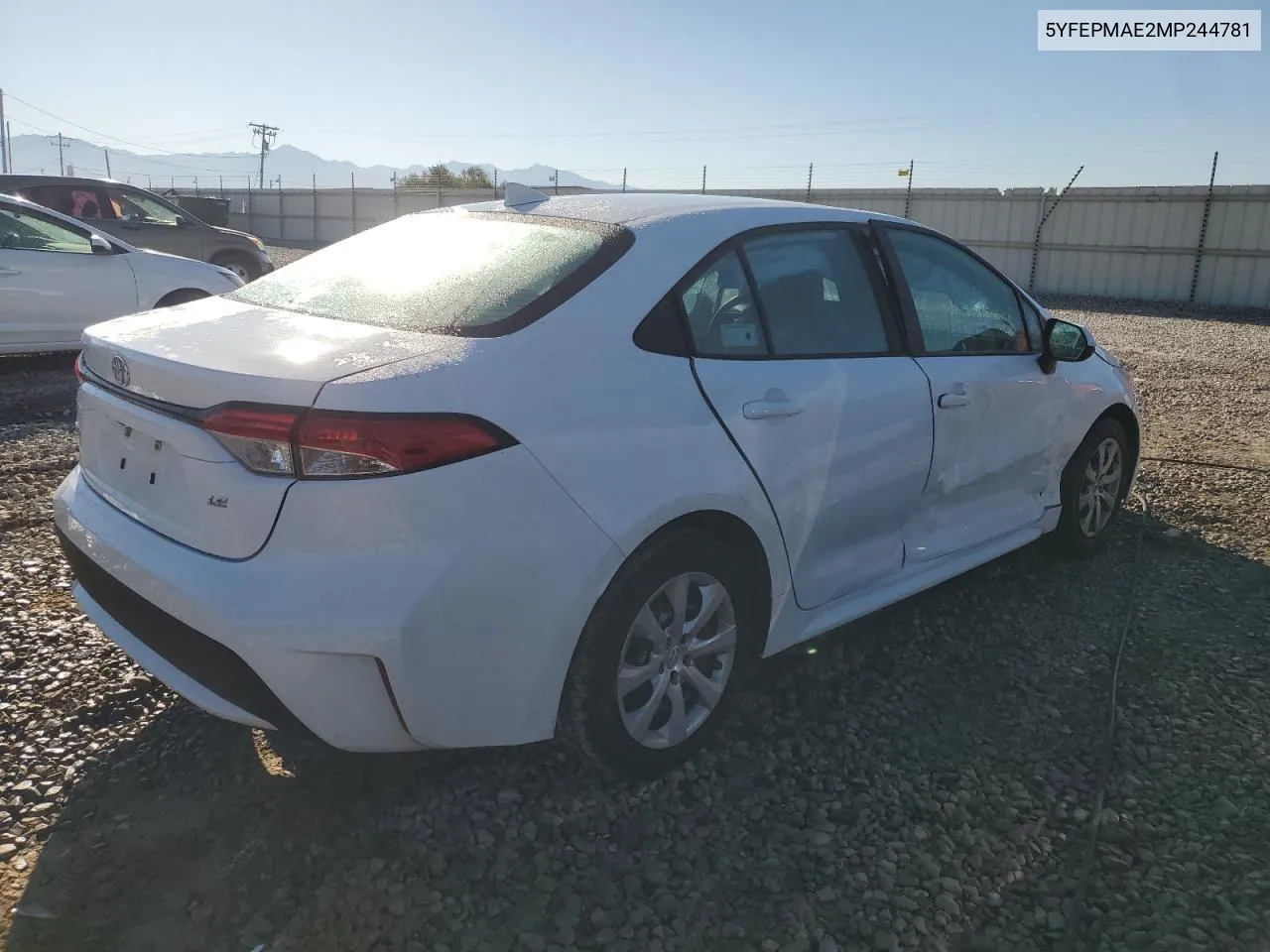 2021 Toyota Corolla Le VIN: 5YFEPMAE2MP244781 Lot: 72181264