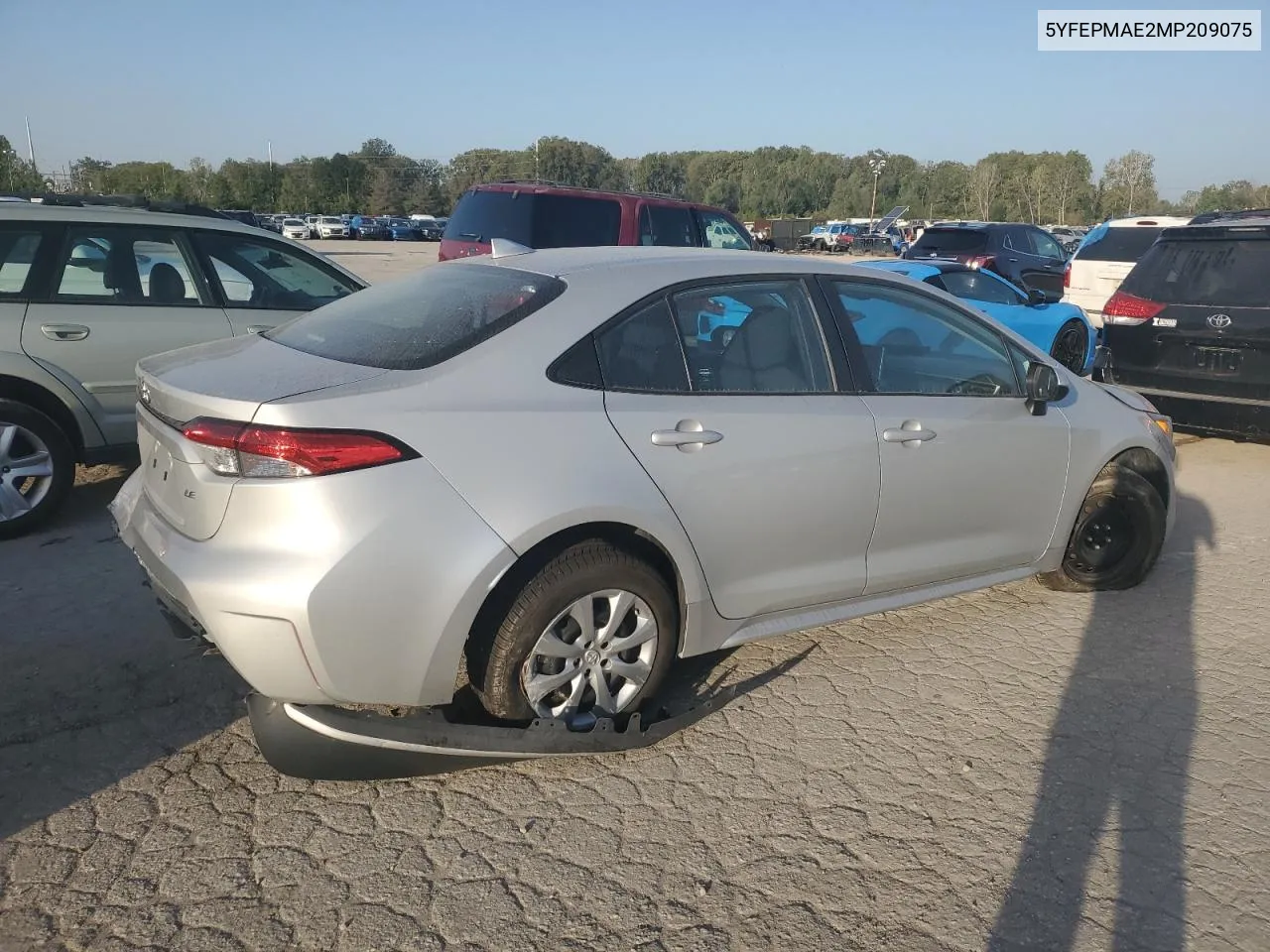 2021 Toyota Corolla Le VIN: 5YFEPMAE2MP209075 Lot: 72318554