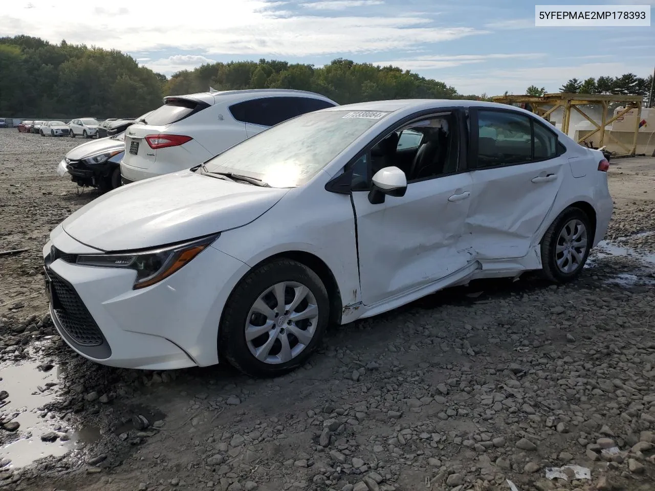 2021 Toyota Corolla Le VIN: 5YFEPMAE2MP178393 Lot: 72338084