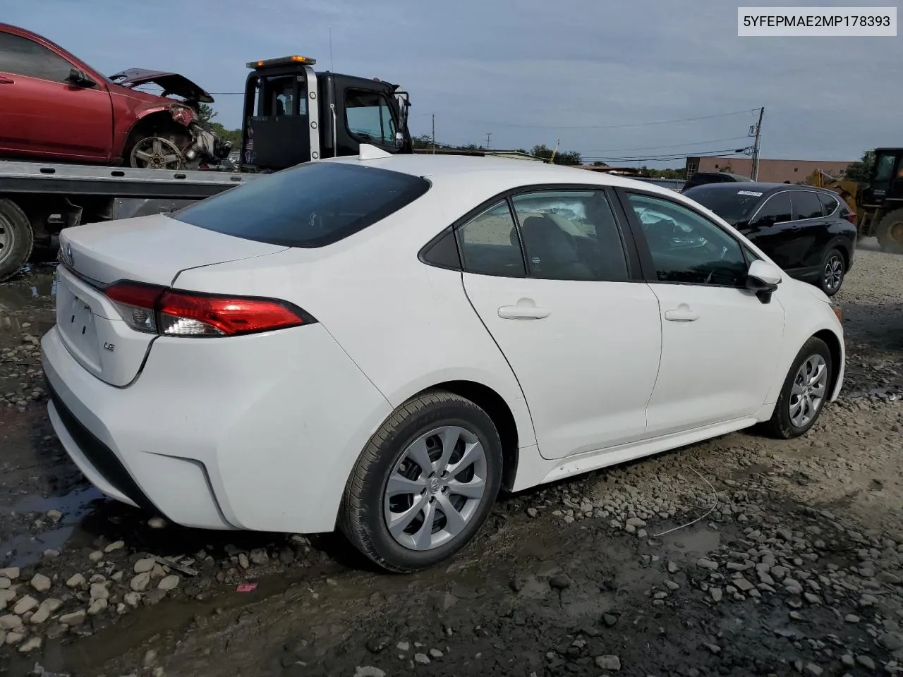 2021 Toyota Corolla Le VIN: 5YFEPMAE2MP178393 Lot: 72338084