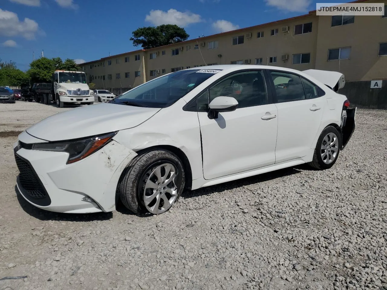 2021 Toyota Corolla Le VIN: JTDEPMAE4MJ152818 Lot: 72396854