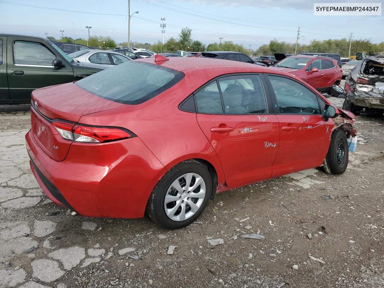 2021 Toyota Corolla Le VIN: 5YFEPMAE8MP244347 Lot: 72572164