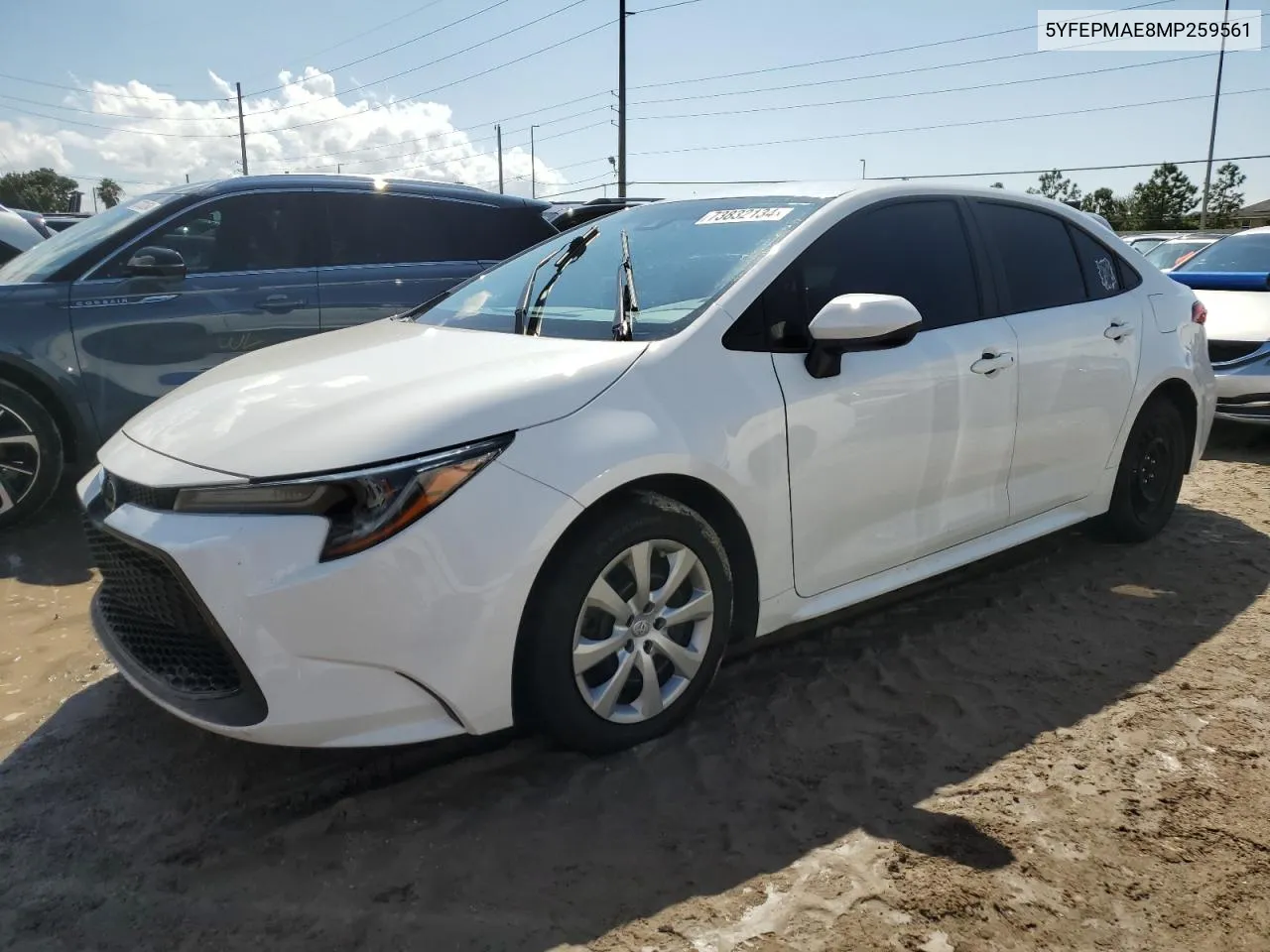 2021 Toyota Corolla Le VIN: 5YFEPMAE8MP259561 Lot: 73832134