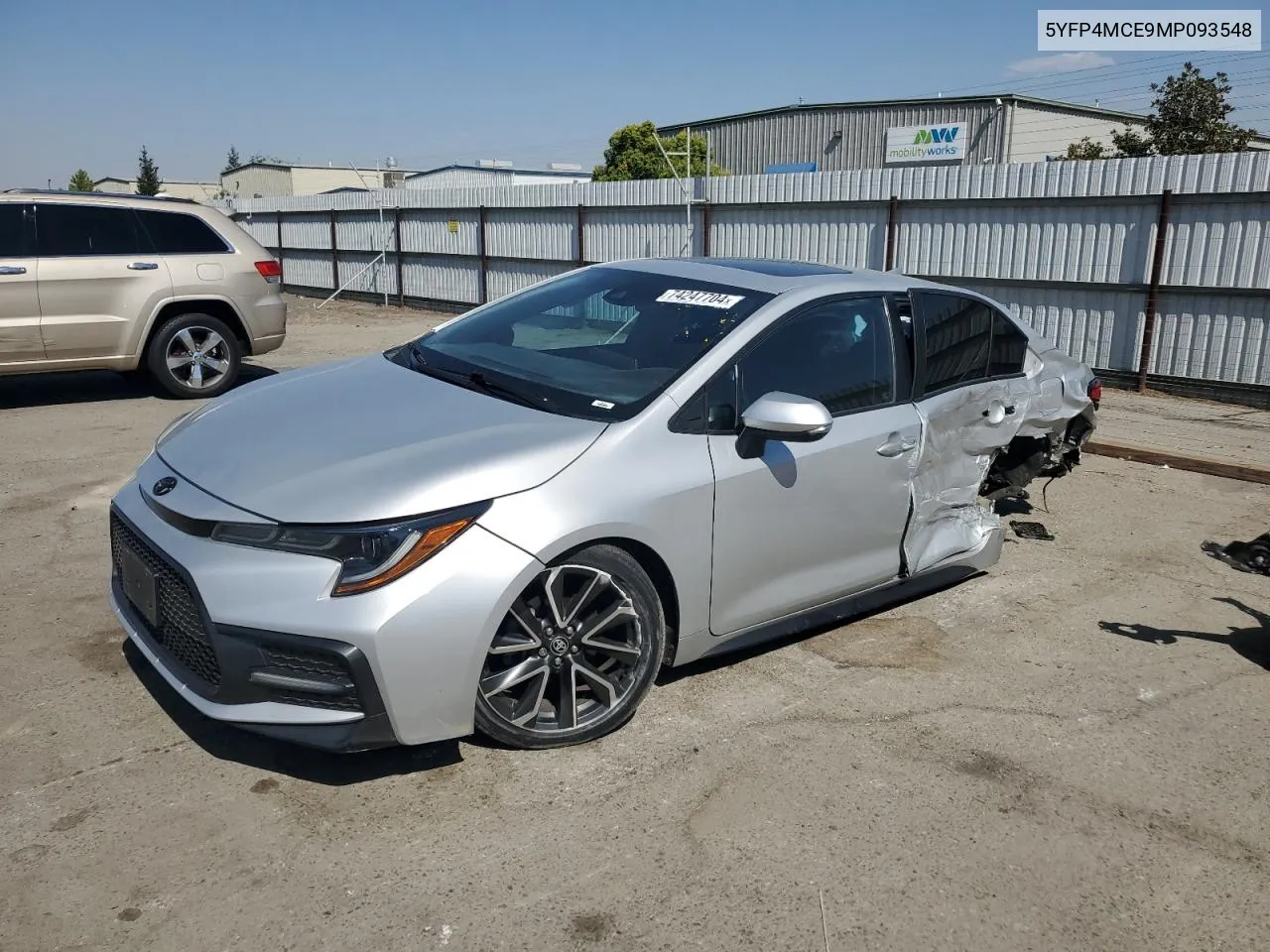 2021 Toyota Corolla Se VIN: 5YFP4MCE9MP093548 Lot: 74247704