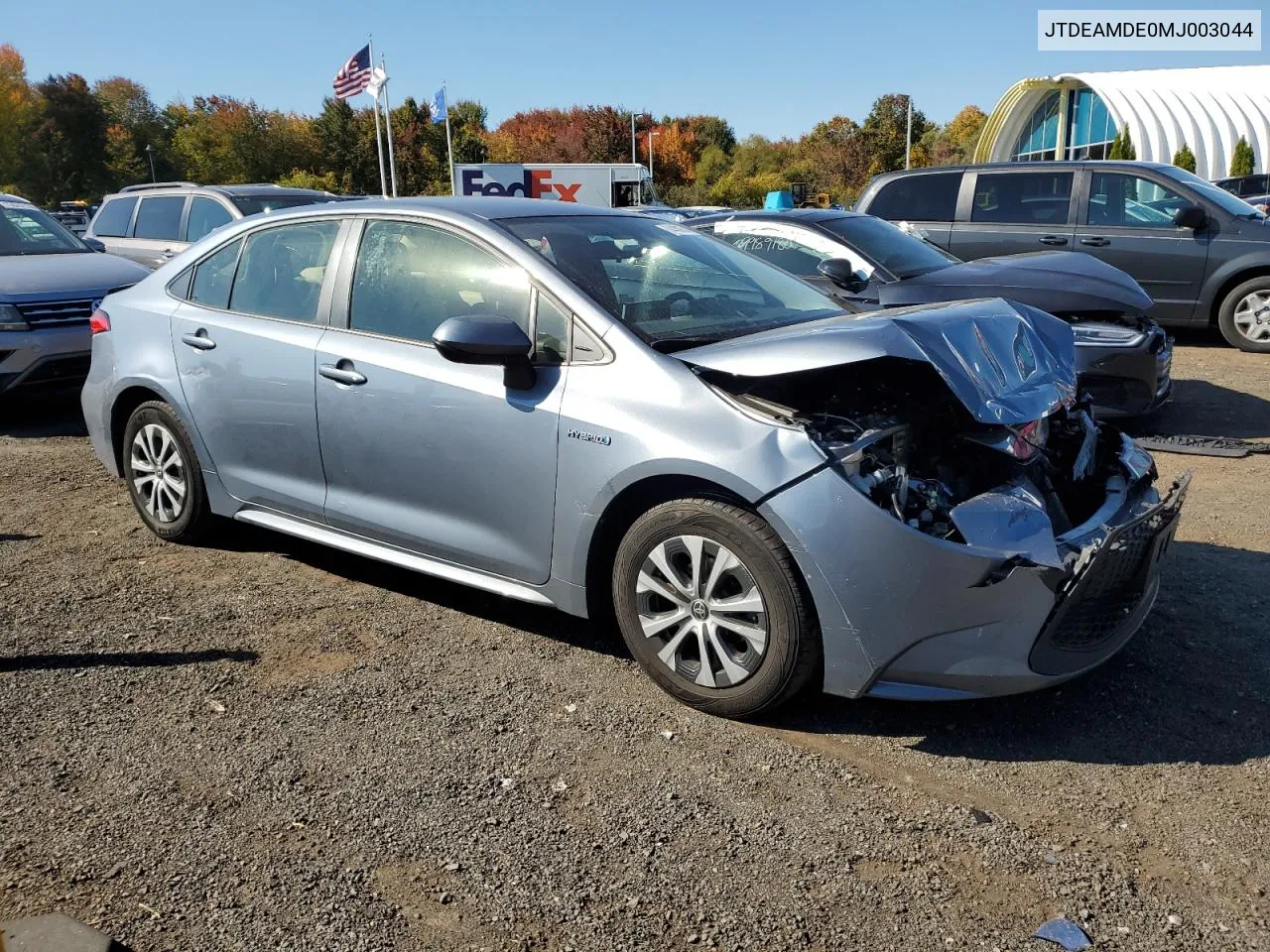 2021 Toyota Corolla Le VIN: JTDEAMDE0MJ003044 Lot: 74489754