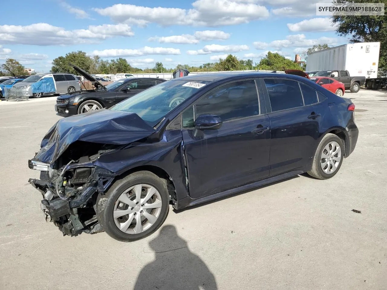 2021 Toyota Corolla Le VIN: 5YFEPMAE9MP188628 Lot: 76801354